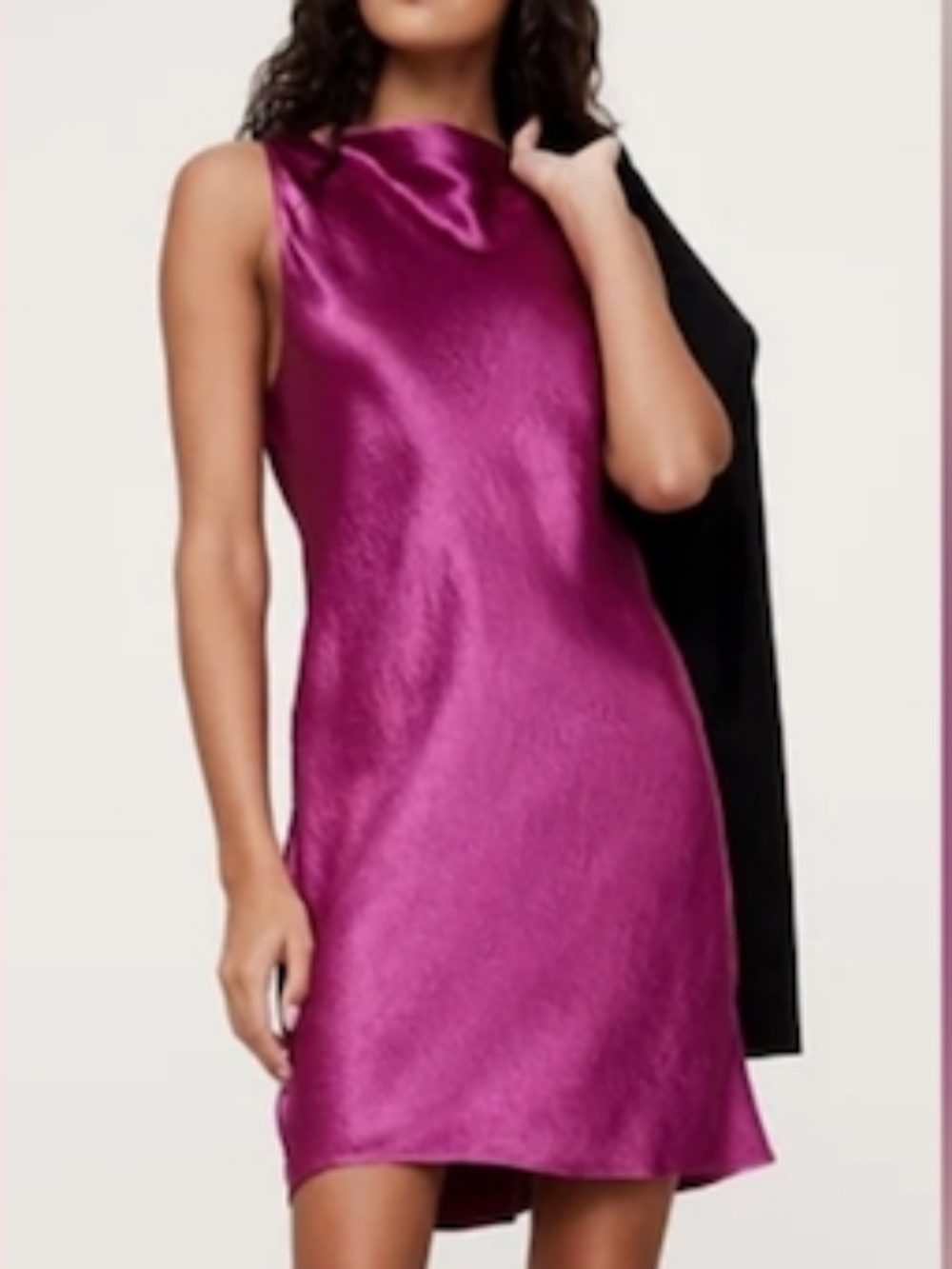 Pink Satin Shift Dress